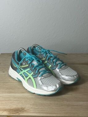 ASICS Women's Silver Teal Running Shoes with Lime Accents